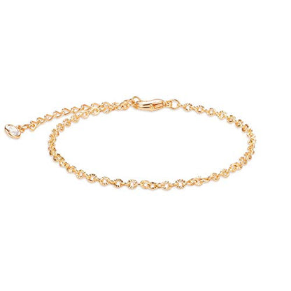 LOYATA Chain Bracelet Gold Link 14K Gold Plated Dainty Pearl Bracelet Simple Jewelry Gift for Women - style: Lip Chain
