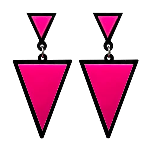 Acrylic Geometric Earrings for Women Girls Retro Fashion Acrylic Triangle Dangle Drop Earrings Resin Colourful Neon Statement Earrings Jewelry Gifts - color: rose red