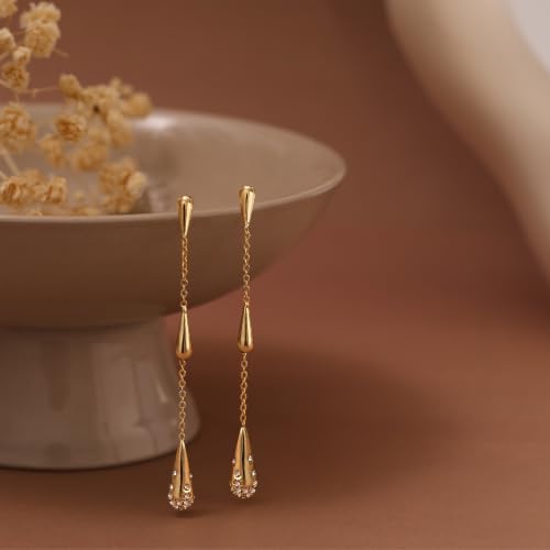 Dangle Earrings for Women,Dainty 14K Gold Plated Long Earrings Statement Gold Drop Earrings Unique Long Earrings For Women Trendy Jewelry Fashion Accessories - color: dangle3-Gold