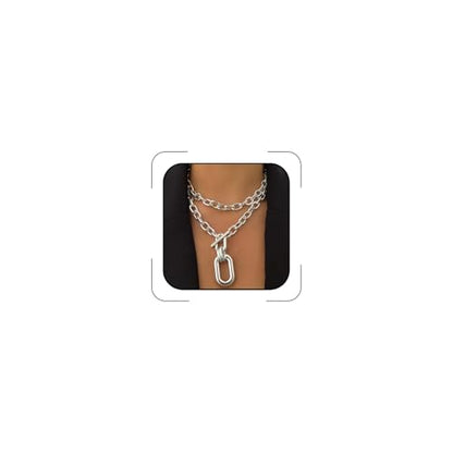 CSIYANJRY99 Chunky Gold Necklaces for Women,Multilayer Punk 80s Hip Hop Necklace,Layered Cuban Link Chain Statement Necklace 90s Freaknik Outfit Accessories for Women - color: Silver Larered Neckalce