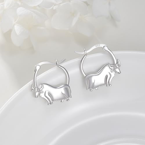 LES OSEWA Dog Animal Earrings Sterling Silver Animal Heart Hoop Dangle Earrings Cute Jewelry Gifts for Women - color: Highland Cow