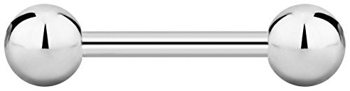 Forbidden Body Jewelry nipple barbell, nipple bars, silver nipplerings piercing Surgical Steel 8g - 18g Straight Barbell Body Jewelry (Sold Individually) - style: 12G 14mm (9/16") 6mm Balls