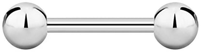 Forbidden Body Jewelry nipple barbell, nipple bars, silver nipplerings piercing Surgical Steel 8g - 18g Straight Barbell Body Jewelry (Sold Individually) - style: 12G 14mm (9/16") 6mm Balls