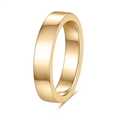 2mm 4mm 6mm Thin Titanium Wedding Rings Band for Women Man - color: Gold-4mm
