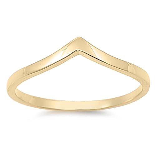 CHOOSE YOUR COLOR Sterling Silver Chevron Thumb Ring - color: Yellow Gold-Tone