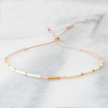 Boho 3Pcs Tila Flat Seed Beads Stack Bracelets Set for Women, Romantic Handmade Cute Gold Plated Paperclip Link Colorful Glass Ball Stretch Accessories Jewelry, Party Friendship Gift - color: Peach