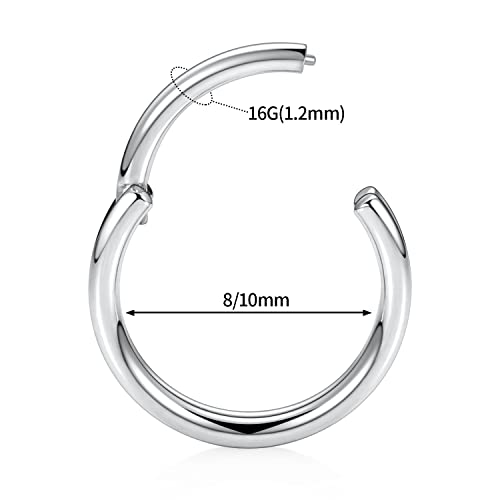 FUNLMO 18G 16G Septum Jewelry Triple Stacked Septum Nose Ring Surgical Steel Daith Conch Helix Cartilage Lobe Piercing Jewelry - color: Style 3: Silver-double stack