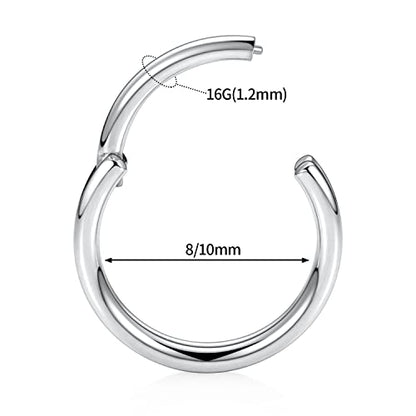 FUNLMO 18G 16G Septum Jewelry Triple Stacked Septum Nose Ring Surgical Steel Daith Conch Helix Cartilage Lobe Piercing Jewelry - color: Style 3: Silver-double stack