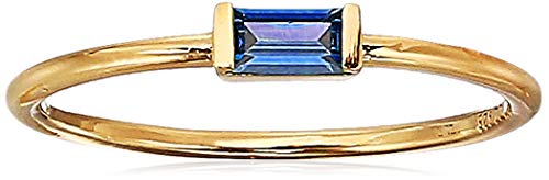 Amazon Essentials 18K Yellow Gold Plated Sterling Silver Cubic Zirconia Fashion Stackable Ring - color: Created Blue Sapphire,September, size: 8
