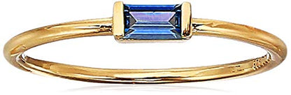 Amazon Essentials 18K Yellow Gold Plated Sterling Silver Cubic Zirconia Fashion Stackable Ring - color: Created Blue Sapphire,September, size: 9