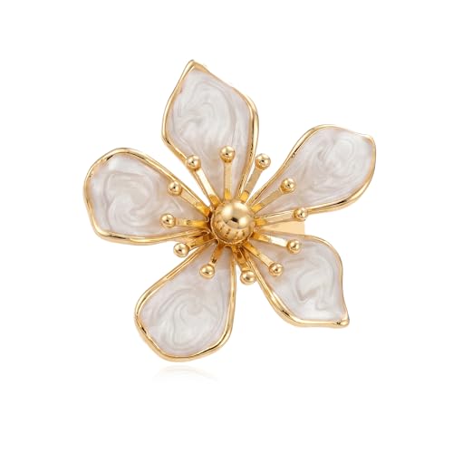 Flower Statement Ring for Women Chunky Gold Floral Enamel Rings Ring Vintage Boho Open Adjustable Ring Wedding Party Daily Wear Jewelry Gift - color: White