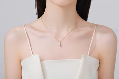 SBLING Platinum-Plated or 18K Gold Plated Cubic Zirconia Pendant Necklace for Women - color: 18K Gold Plated