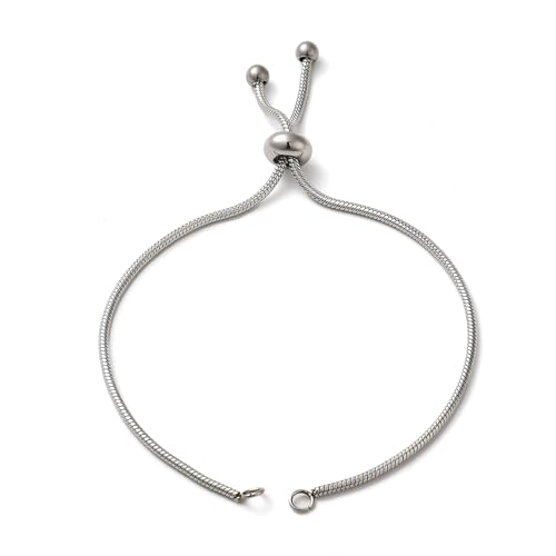 FASHEWELRY 10Pcs Adjustable Stainless Steel Snake Chains Bracelet 9" Golden Slider Bracelets Chains Tarnish Resistant Extender Box Chain with Ball End for DIY Jewelry Making (Stainless Steel Color) - color: Stainless Steel Color, size: 9"