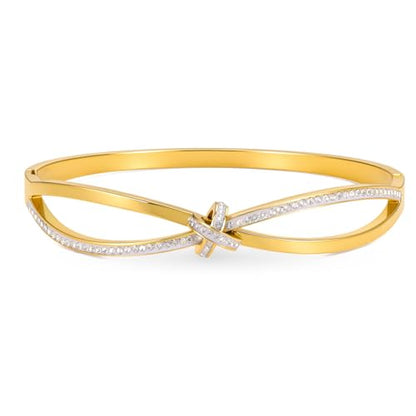 hotoo Gold Plated Bangle Bracelet for Women - style: Twisted Crystal Knot