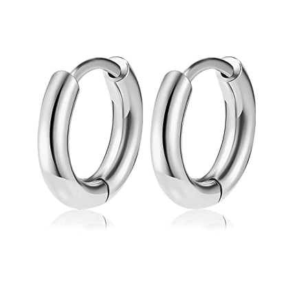 Titanium Huggie Hoop Earrings Hypoallergenic Nickel Free Hinged Sleeper Earrings for Sensitive Skin Cartilage Helix Lobes - style: Huggie 8mm silver