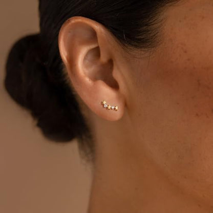 Star 14K Gold Plated Ear Cuff Earrings for Women Non Piercing, Dainty Silver Plated Clip on Cartilage Ear Cuff Non Pierced Trendy CZ Northstar Starburst Sparkling Climber Clawer Earring Jewelry - style: Northstar Stud 2-Gold