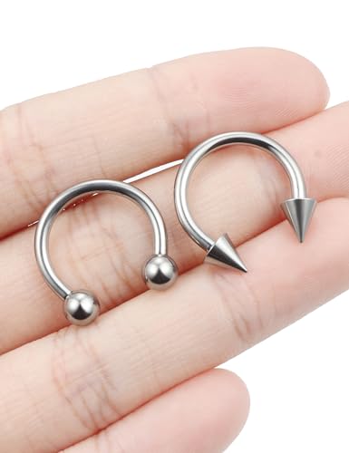 F136 Titanium 20/18/16/14/12/8/4/2g Septum Nose Rings Gauge Earrings Lip Rings Prince Albert Jewelry Internally Threaded Horseshoe Hoop Piercings - size: 12g*14mm