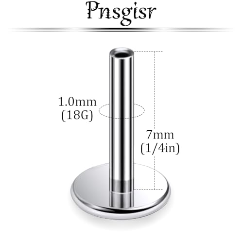 F136 Titanium 20/18/16G Threaded/Threadless Flat Earring Back Converter Kit Nose Lip Rings Medusa Labret Flatback Posts Cartilage Helix Conch Tragus Stud Piercing Jewelry Bar for Women Men - color: Threadless, size: 18g, 7mm