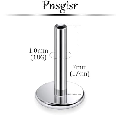 F136 Titanium 20/18/16G Threaded/Threadless Flat Earring Back Converter Kit Nose Lip Rings Medusa Labret Flatback Posts Cartilage Helix Conch Tragus Stud Piercing Jewelry Bar for Women Men - color: Threadless, size: 18g, 7mm