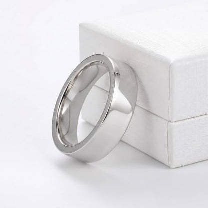 2mm 4mm 6mm Thin Titanium Wedding Rings Band for Women Man - color: Silver-6mm