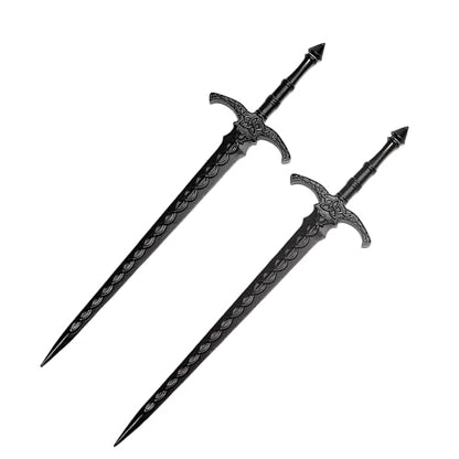 2PCS Viking Sword Hair Pins - Black Metal Hair Sticks for Women | Gothic Hair Accessories for Buns, Updos, Renaissance Festival, Halloween & Cosplay