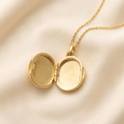 YOUFENG Love Heart Locket 14K Gold-Filled Oval Circle Rectangle Lockets that Hold Pictures Floral Patterns Necklace for Women - style: Gold Oval