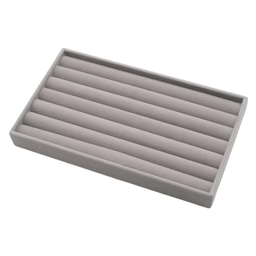 Velvet Jewelry Organizer Tray, Gray 8 Rolls | Stackable Jewelry Holder Storage Display Tray for Drawer or Dresser Organizer - color: Grey - 8 Rolls