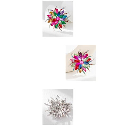 Rhinestone Sunflower Brooch Pin Red Pink Flower Brooch Stylish Crystal Brooch Elegant Clothing Hat Bag Accessories Jewerly for Women - color: Purple2