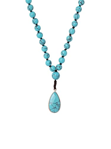 MINACHI Created Turquoise Long Necklace, Irregular Shape Beads, Bohemian Vintage Ethnic Style Jewelry for Women - style: Necklace L10-038