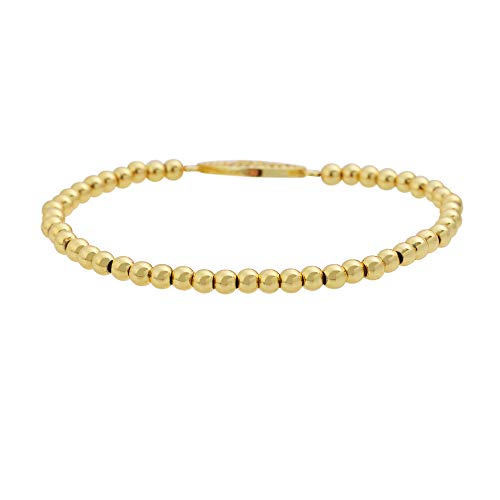 Women Evil Eye Ball chain Elastic bracelet with CZ Cubic Zirconia - color: Eye Gold