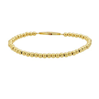 Women Evil Eye Ball chain Elastic bracelet with CZ Cubic Zirconia - color: Eye Gold