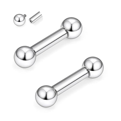 2G 4G 6G 8G 10G 12G 14G 16G Astm F136 Titanium Internally Threaded Nipple Tongue Rings Piercing Jewelry Industrial Straight Barbell Tongue Nipple Ring Bridge Piercing Jewelry For Women Men - size: 6 Gauge-16MM