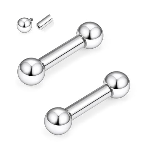 2G 4G 6G 8G 10G 12G 14G 16G Astm F136 Titanium Internally Threaded Nipple Tongue Rings Piercing Jewelry Industrial Straight Barbell Tongue Nipple Ring Bridge Piercing Jewelry For Women Men - size: 4 Gauge-16MM