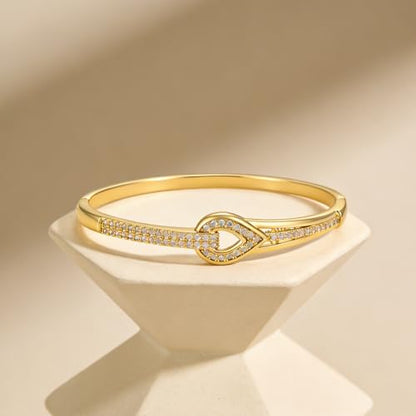 hotoo Gold Plated Bangle Bracelet for Women - style: Gilded Openwork Teardrop
