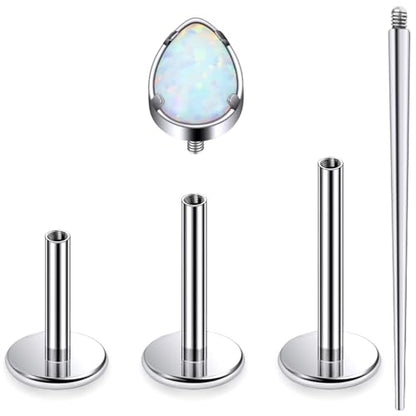 16G Astm F136 Titanium Internal Thread Flat Back Earrings Nose Studs Tragus Forward Helix Conch Cartilage Lobe Earrings Stud Medusa Labret Monroe Lip Ring Piercing Jewelry For Women Men - size: 16G--Style D-Opal