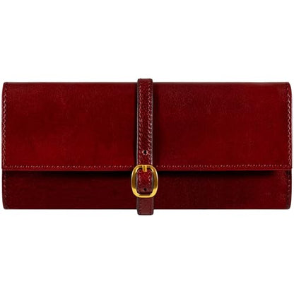 Time Resistance Leather Jewelry Roll - Full Grain Leather Travel Jewelry Case - Jewellery Organizer Made in Italy (Red) - color: Red
