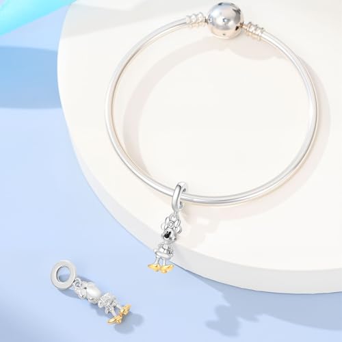 LIGHTDOG 925 Sterling Silve Charms fits Pandora Bracelets Necklace,5A Zircon Dangle Pendant Bead,Mother's Day Gift Jewelry Beads for Women - style: 100th Anniversary Mouse