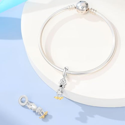 LIGHTDOG 925 Sterling Silve Charms fits Pandora Bracelets Necklace,5A Zircon Dangle Pendant Bead,Mother's Day Gift Jewelry Beads for Women - style: 100th Anniversary Mouse