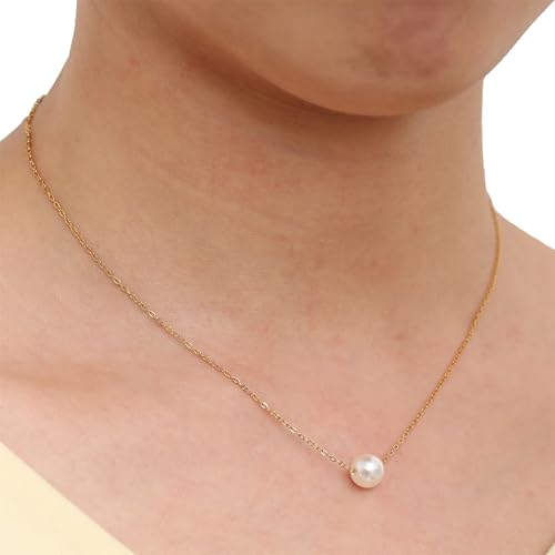 Dainty Pearl Necklace for Women Gold Plated Bridal Wedding Jewelry Trendy Cute Lariat Pearl Pendant Drop Charm Choker Stackable Necklace Gift for Women Mom Sister Daughter - color: B.2 pearls