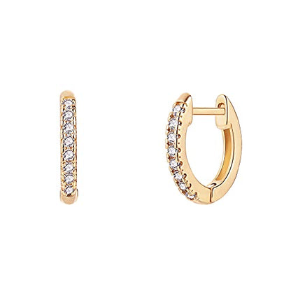 Barzel 18K Gold Plated Cubic Zirconia Huggie Cuff Earrings For Women - color: Slim Gold