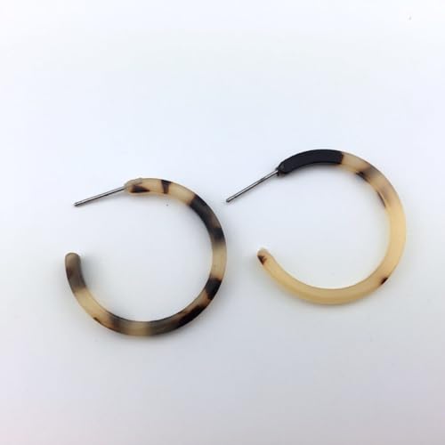 Acrylic Resin Hoop Earrings - Fashion Bohemia Tortoise Shell Large Circle Stud Earrings for Women