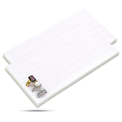 2-Pack 72-Ring Holders Velvet Foam Padding Jewelry Inserts - Tray/Case Liners - Retail Display, Storage (White) by The Display Guys - color: White, size: Ring Slots - 72
