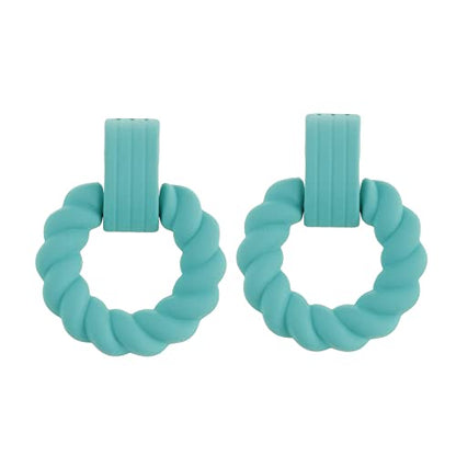 RUOFFETA Rectangle Earrings for Women, Acrylic Square Earrings Twisted Geometric Statement Jewelry - color: Aqua Round