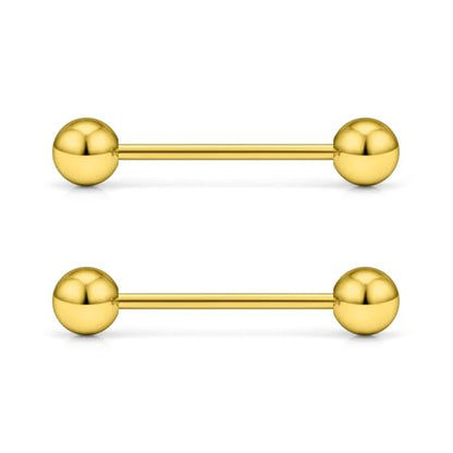 16G 14G Surgical Steel Tongue Rings Nipple Rings Industrial Piercing Jewelry Set Multi Size Straight Barbells 12mm 14mm 16mm 19mm 22mm 28mm 32mm 35mm 38mm 40mm 45mm for Women Men - color: goldtone, size: 16g,bar length 16mm