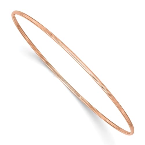 14k Gold 1.5mm High Polished Slip-on Bangle Bracelet, 8 Inches - color: Rose