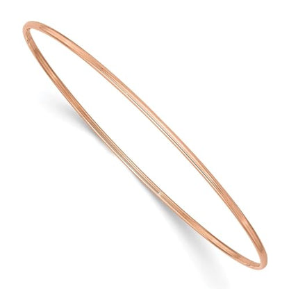 14k Gold 1.5mm High Polished Slip-on Bangle Bracelet, 8 Inches - color: Rose