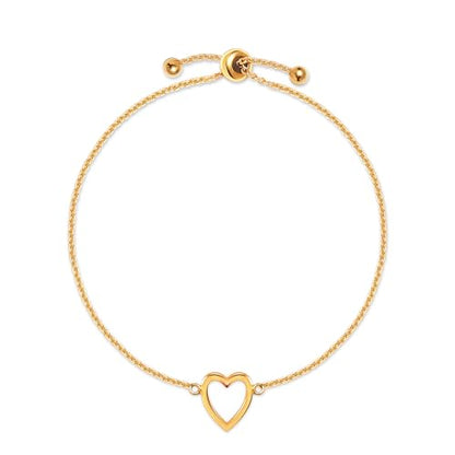 LeCalla 925 Sterling Silver Sliding Bolo Bracelet | Lightweigh Adjustable Chain Bracelets for Women | Valentine's Day Gift Friendship Sister Mom - color: Open Heart Bolo