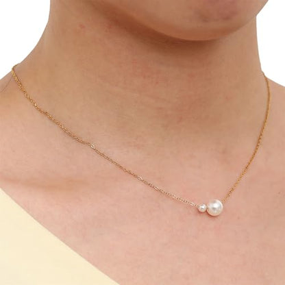 Dainty Pearl Necklace for Women Gold Plated Bridal Wedding Jewelry Trendy Cute Lariat Pearl Pendant Drop Charm Choker Stackable Necklace Gift for Women Mom Sister Daughter - color: C.single pearl