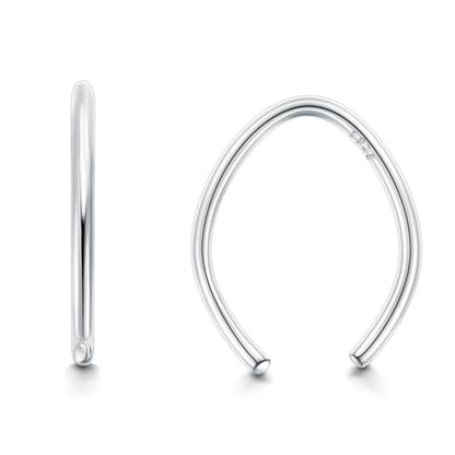 CHIC & ARTSY 925 Sterling Silver Open Hoop Earrings Small Hoop Earrings for Women Half Hoop Cartilage Piercing Adjustable Huggie Earrings - color: C:Silver 10mm