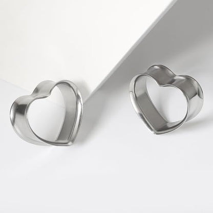 Casvort 4 PCS 8mm-25mm Hypoallergenic 316 Stainless Steel Cute Heart Double Flared Ear Gauges Plugs Ear Tunnels Saddle Plugs Body Piercing Jewelry - color: Silver, size: 0G (8mm)